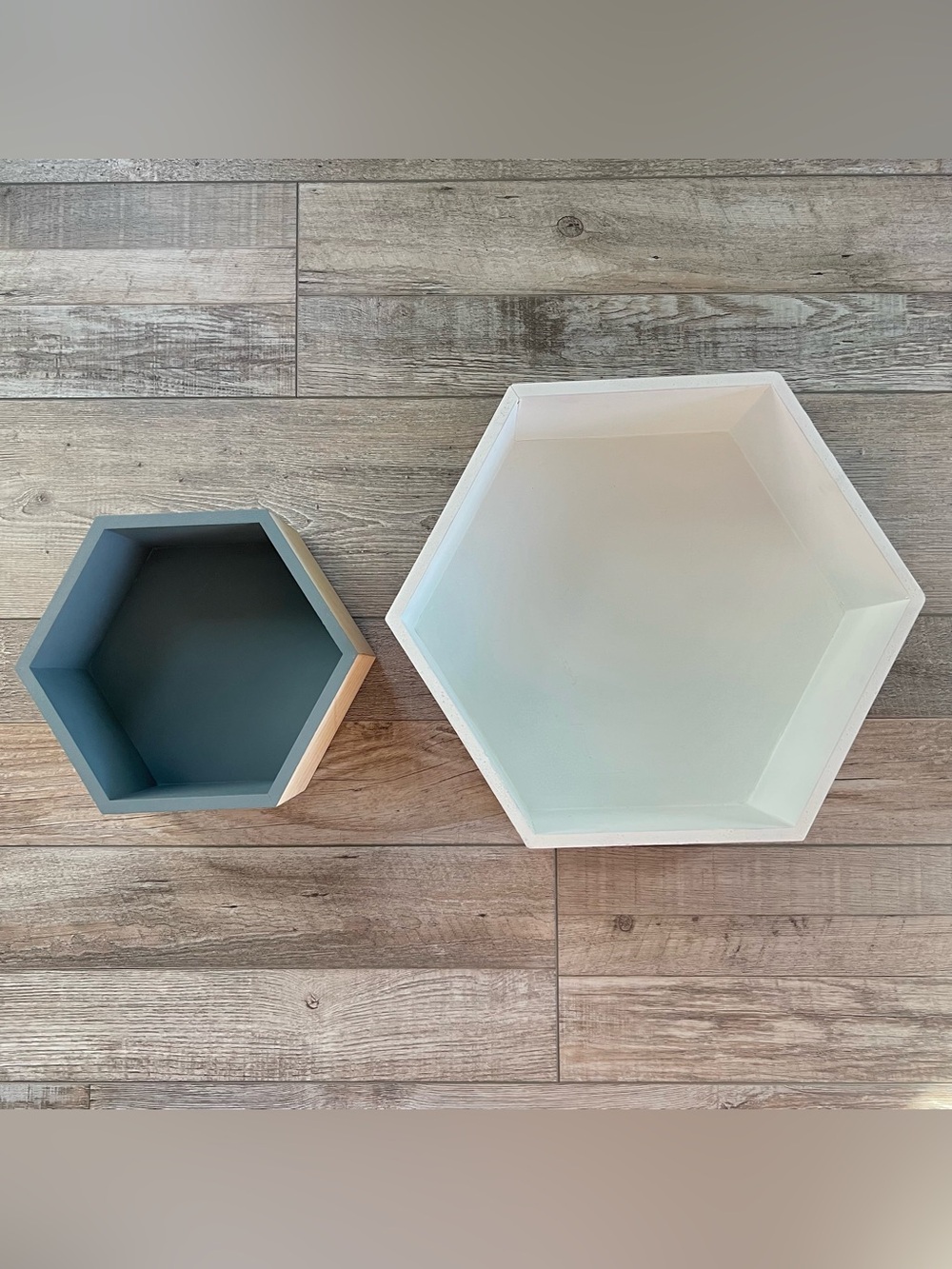 Set of Two Hexagonal Shelves